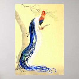 Long Feathered Rooster Ono Bakufu 1950s Poster