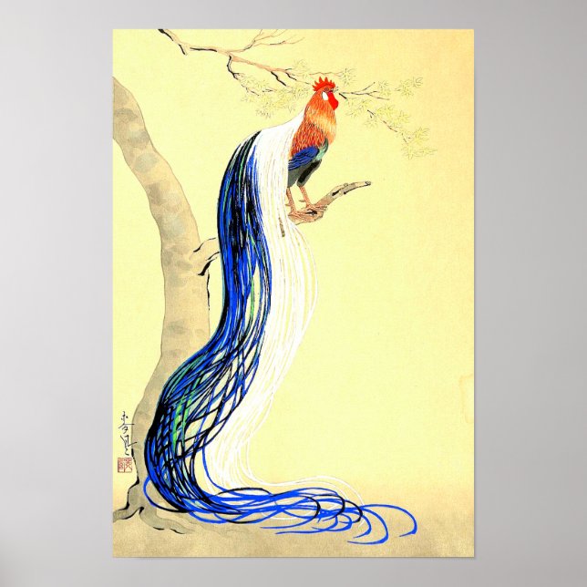 Long Feathered Rooster Ono Bakufu 1950s Poster (Vorne)