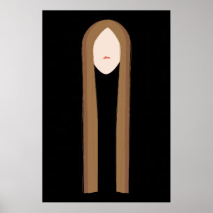 Long Hair Art   Minimalistisches modernes Porträt  Poster