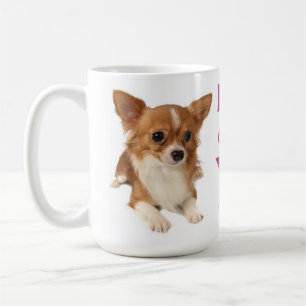 Long Hair Chihuahua Welpe Hund Lila Liebe Tasse