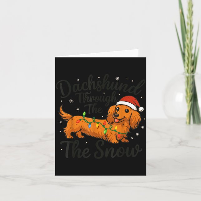 Long Hair Dachshund Through Snow Christmas Pajamas Karte (Vorderseite)