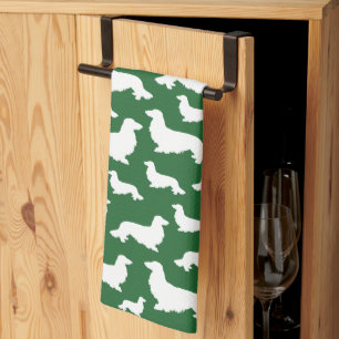 Long Hair Dackel Forest Green Kittuch Geschirrtuch