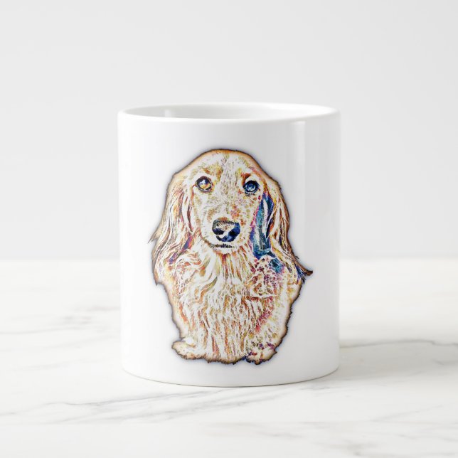 Long Hair Dackel gibt Niedliche Dackel Dackel Dog  Jumbo-Tasse (Vorderseite)
