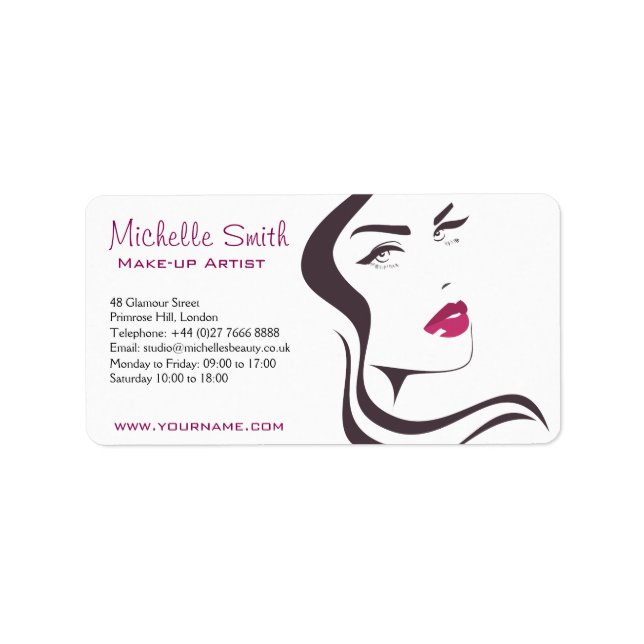 Long Hair Friseur macht Künstlermarken Adressaufkleber (Vorne)