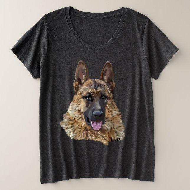 Long Hair German Shepherd Dog Große Größe T-Shirt (Design vorne)