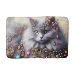 Long Hair Gray Nebelung Cat Kitty Jewelry Juwelen Badematte