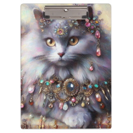 Long Hair Gray Nebelung Cat Kitty Jewelry Juwelen Klemmbrett