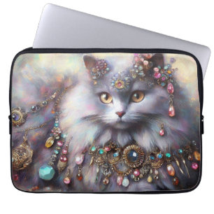 Long Hair Gray Nebelung Cat Kitty Jewelry Juwelen Laptopschutzhülle