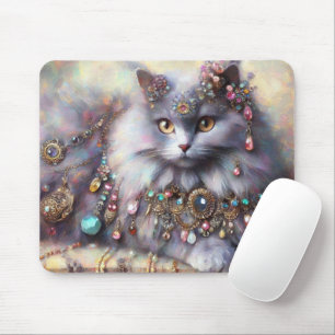 Long Hair Gray Nebelung Cat Kitty Jewelry Juwelen Mousepad