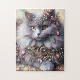 Long Hair Gray Nebelung Cat Kitty Jewelry Juwelen Puzzle