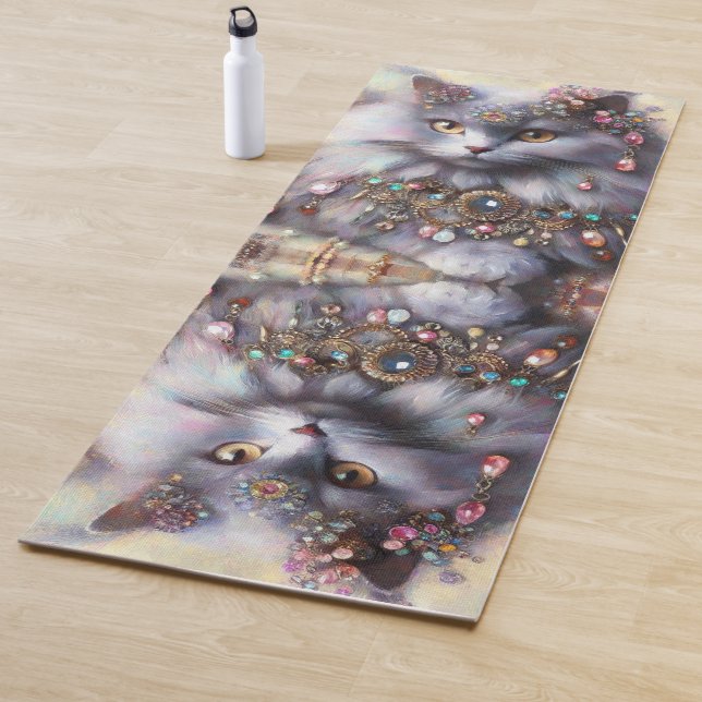 Long Hair Gray Nebelung Cat Kitty Jewelry Juwelen Yogamatte (Beispiel)