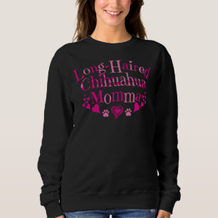 Long Haired Chihuahua Momma Pink Hearts Fitted Sco Sweatshirt