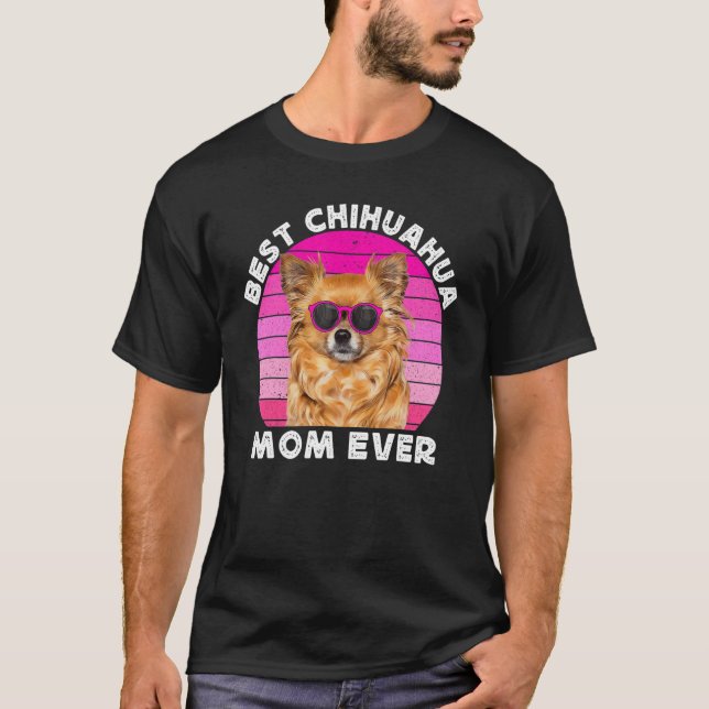 Long Haired Hair Chihuahua Mom Brown Chiwawa  Dog  T-Shirt (Vorderseite)