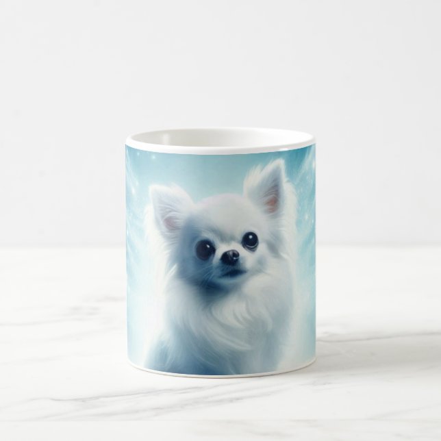 Long Haired White Chihuahua Kaffeetasse (Mittel)
