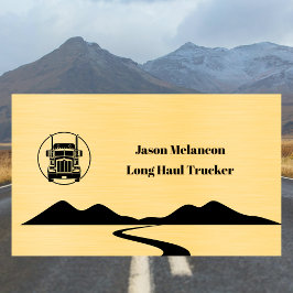 Long Haul Trucker Gold Truck Road n Mountains Art Visitenkarte