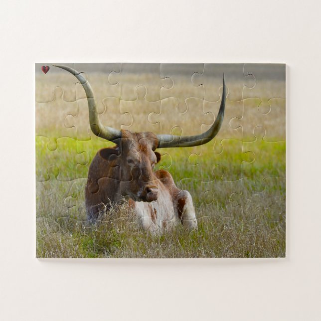 Long Horn Cattle Texas Puzzle (Horizontal)