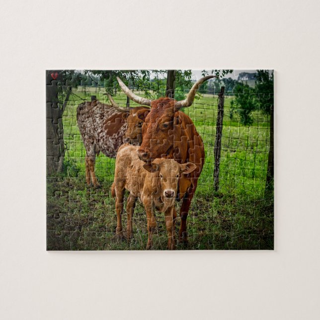 Long Horn Cattle Texas Puzzle (Horizontal)