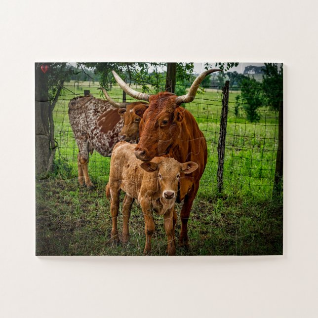 Long Horn Cattle Texas Puzzle (Horizontal)