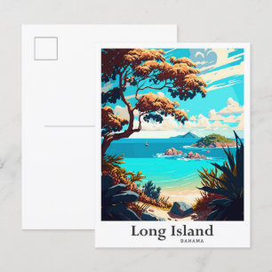 Long Island Bahama Art Vintage Reisevorführung Postkarte