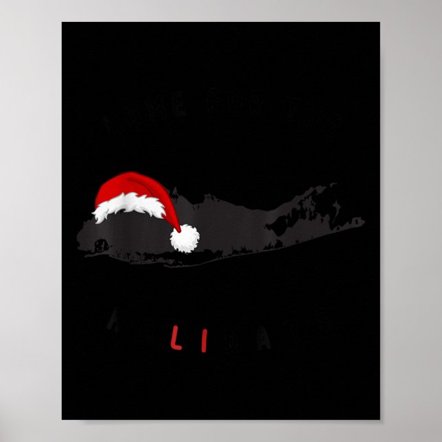 Long Island Christmas - Long Island Map With Santa Poster (Vorne)