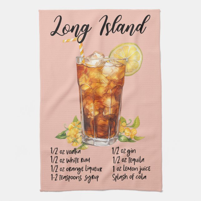 Long Island Cocktail Rezept Geschirrtuch (Vertikal)