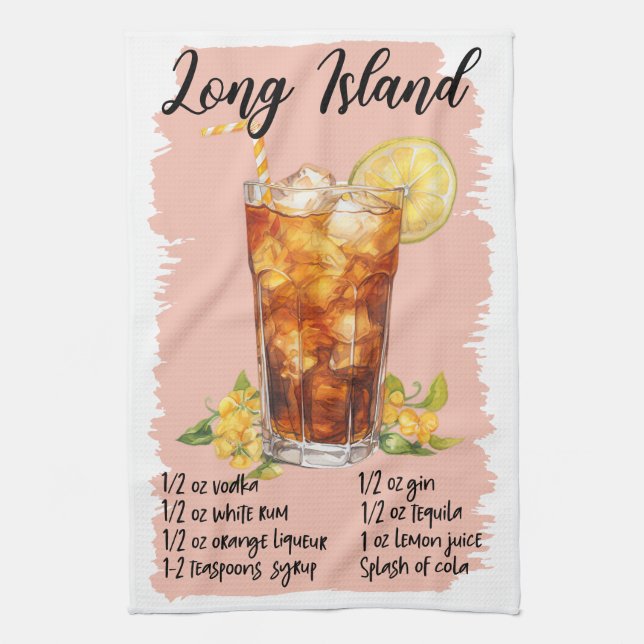Long Island Cocktail Rezept Geschirrtuch (Vertikal)