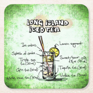 LONG ISLAND ICED TEA-Rezept lustig Rechteckiger Pappuntersetzer