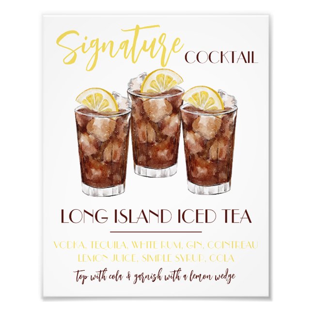 Long Island Iced Tea Signature Cocktail Recipe Fotodruck (Vorne)
