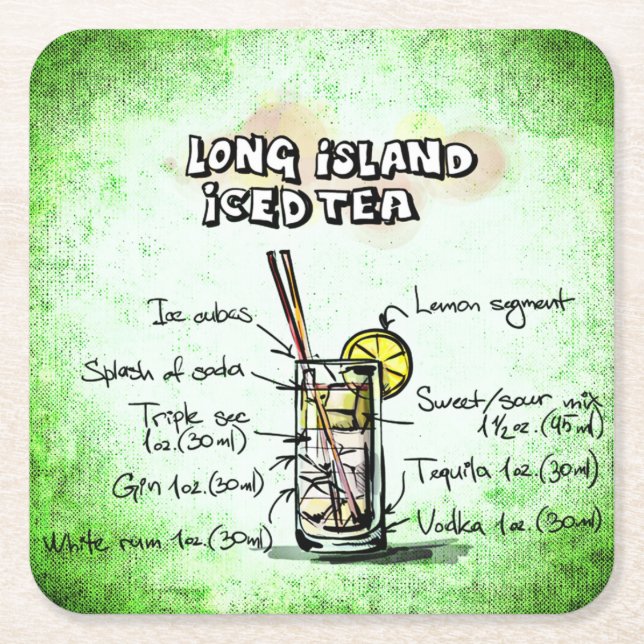 Long Island Iced Tee Drink Recipe Rechteckiger Pappuntersetzer (Vorderseite)