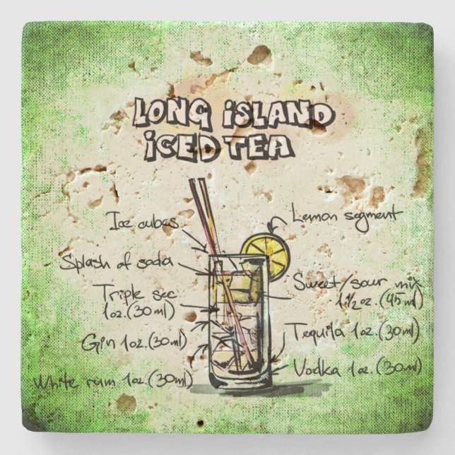 Long Island Iced Tee Drink Recipe Steinuntersetzer (Vorderseite)