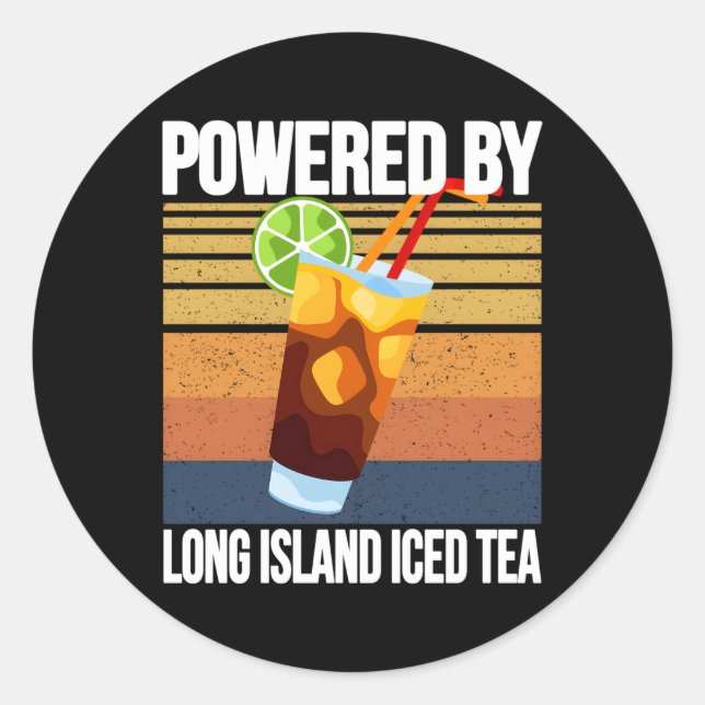 Long Island Iced Tee mit Cocktails Runder Aufkleber (Vorderseite)
