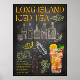 Long Island Iced Tee Rezept Chalkboard Cocktail Ar Poster
