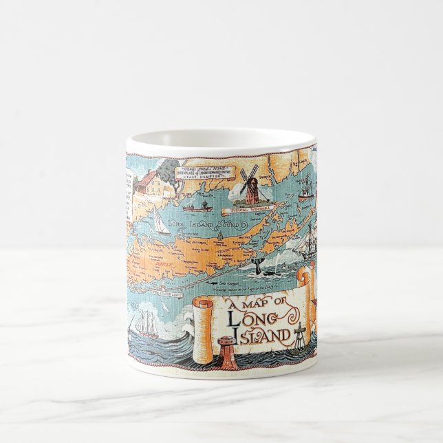 Long Island illustrierte Karten-Tasse Kaffeetasse (Mittel)