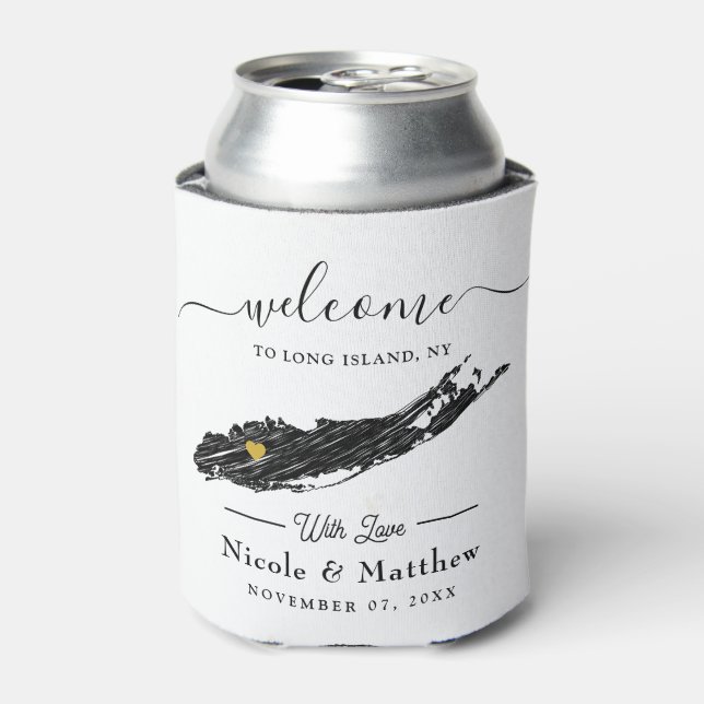 Long Island Map New York Minimal Wedding Welcome Dosenkühler (Kanne Vorderseite)