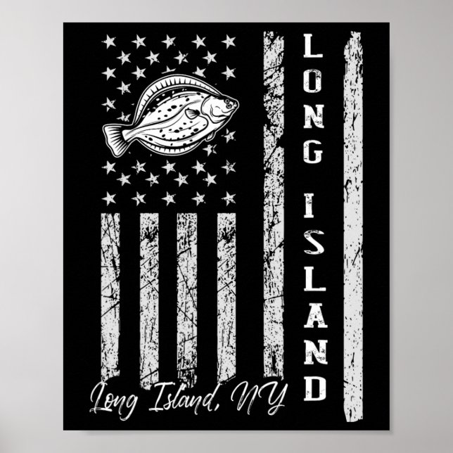 Long Island Ny für Flunder-Angler Poster (Vorne)