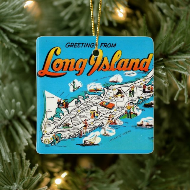 Long Island, NY Gruß Keramikornament (Baum)