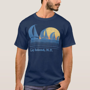 Long Island NY Sailboat Vintag 80er Sunset T-Shirt