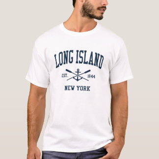 Long Island NY Vintag Navy Crossed Oars & Anchor T-Shirt