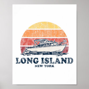 Long Island Ny Vintage Bootfahren 70er Retro Boot Poster