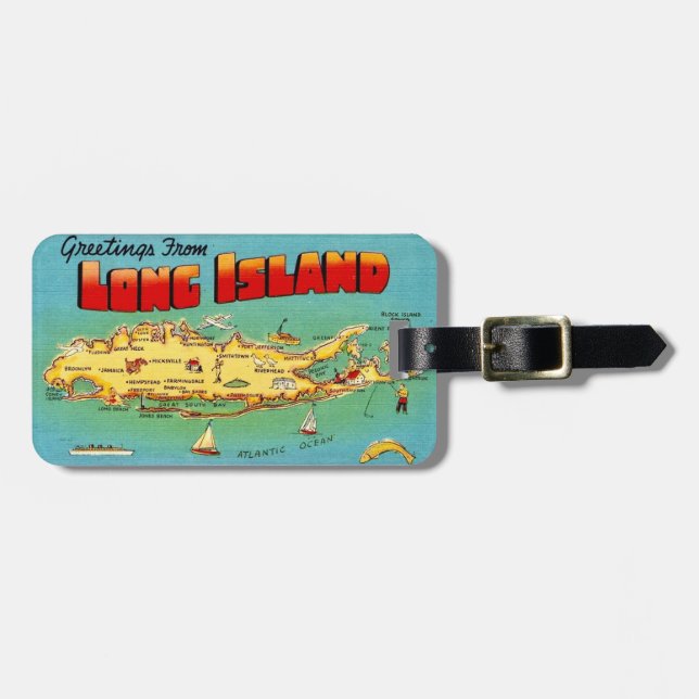 Long Island Postcard Luggage Tag Gepäckanhänger (Vorderseite horizontal)