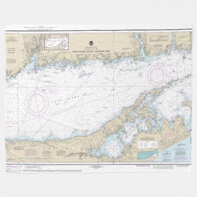 Long Island Sound Eastern Part Nautic Chart Fleecedecke (Vorderseite (Horizontal))