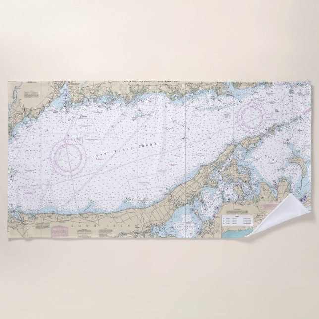 Long Island Sound Eastern Part Nautic Chart Strandtuch (Vorderseite)