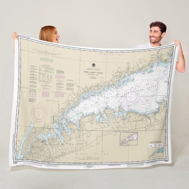Long Island Sound Western Teil Nautic Chart Fleecedecke (Beispiel)