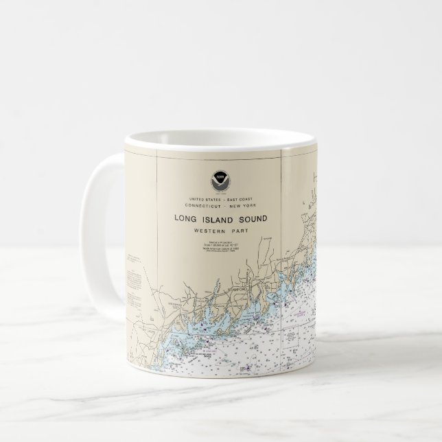 Long Island Sound Western Teil Nautic Chart Kaffeetasse (Vorderseite Links)