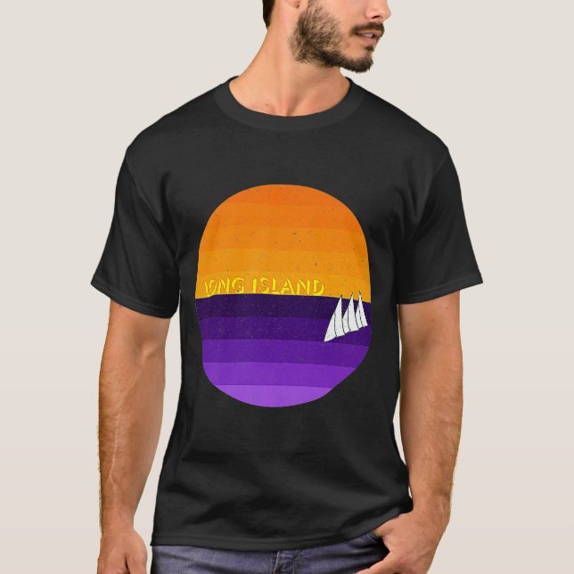 Long Island Sunset Segelboot T-Shirt (Vorderseite)