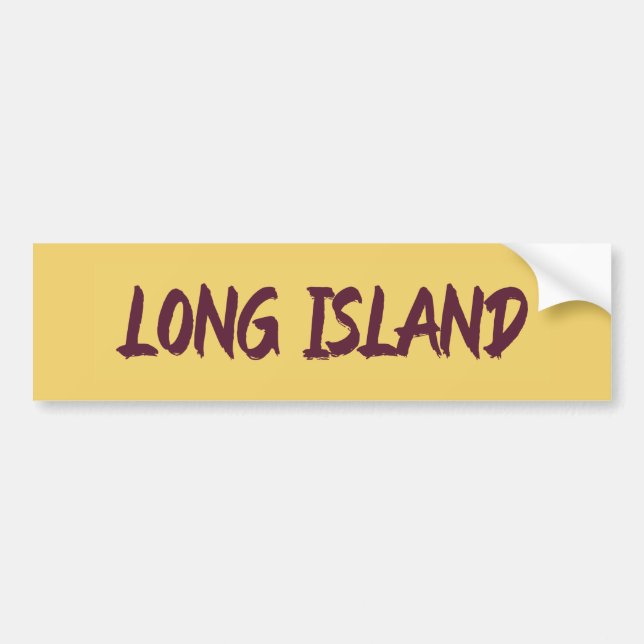 Long Island Text Base Design auf gelbem Hintergrun Autoaufkleber (Vorne)