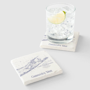 Long Island The Hamptons Karte VC Steinuntersetzer
