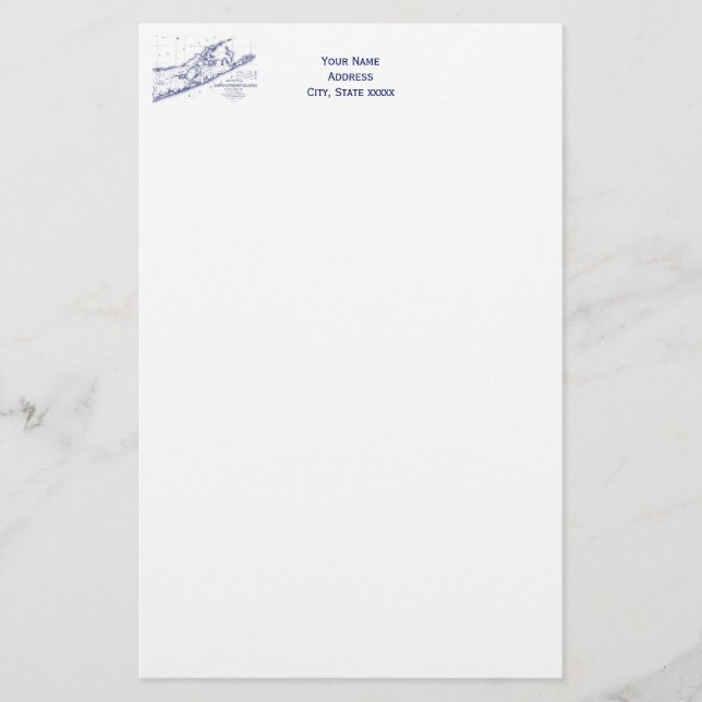 Long Island The Hamptons Map Briefpapier (Vorderseite)