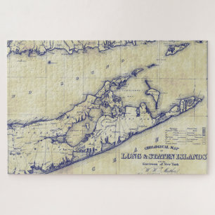 Long Island The Hamptons Map Distressed Puzzle