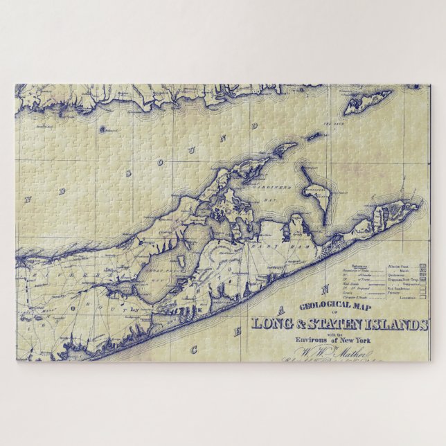 Long Island The Hamptons Map Distressed Puzzle (Horizontal)
